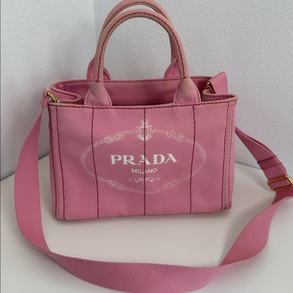 💯Authentic Prada  Canapa Pink Tote Bag🍀 - Picture 9 of 16